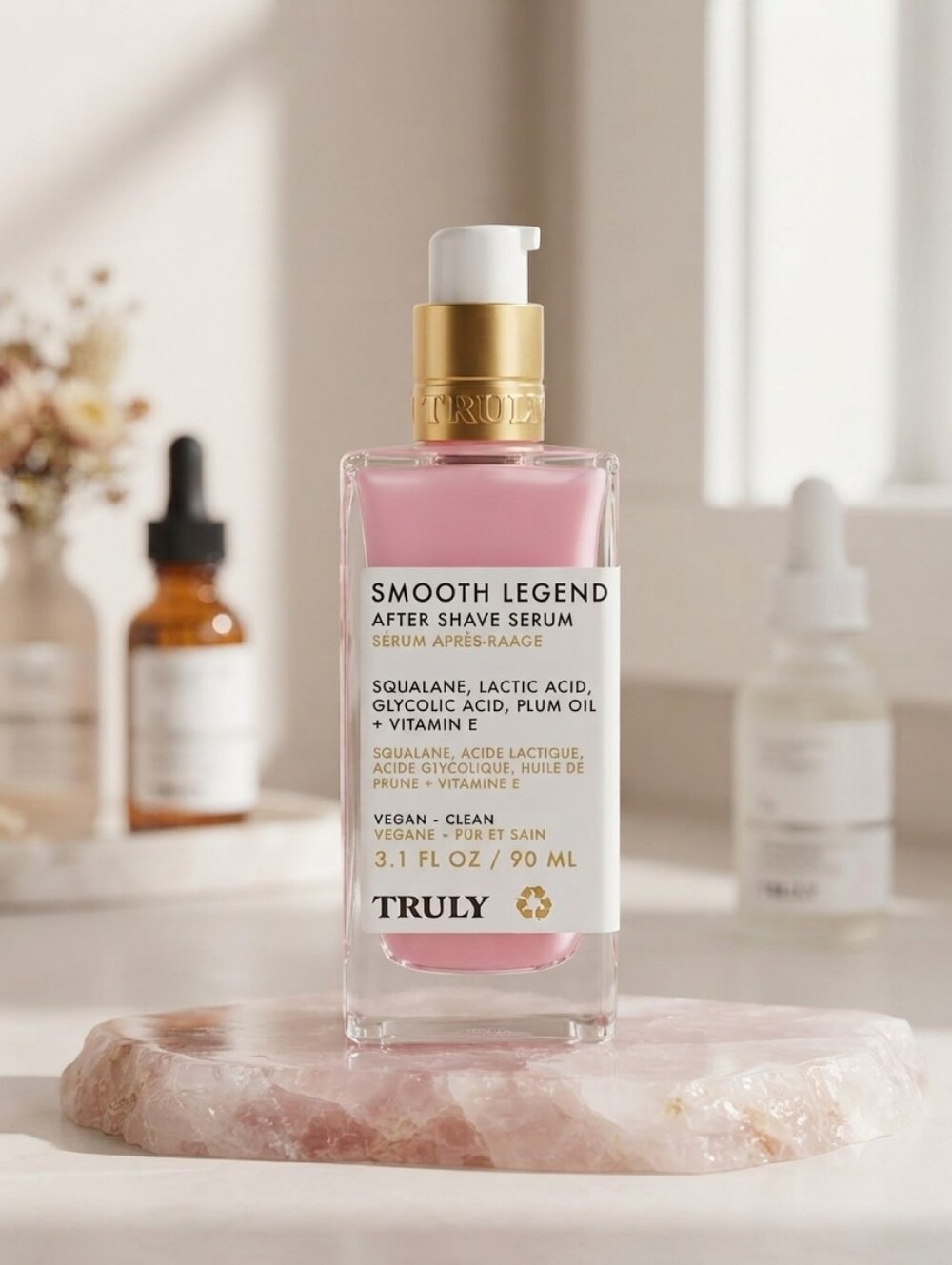 TRULY Smooth Legend After Shave Serum — Pink with Gold Pump